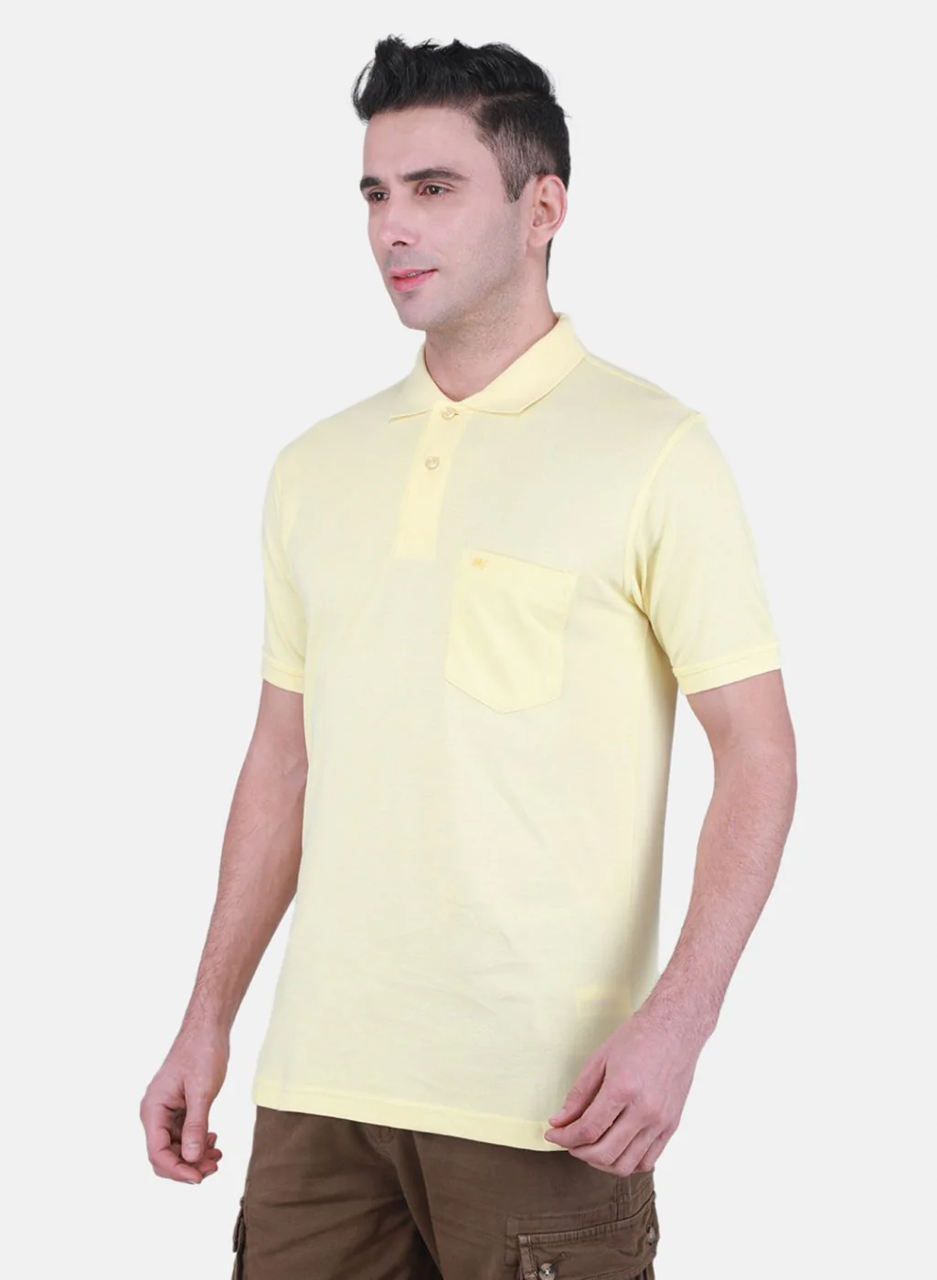 Men Yellow Solid T-Shirt - Image 2