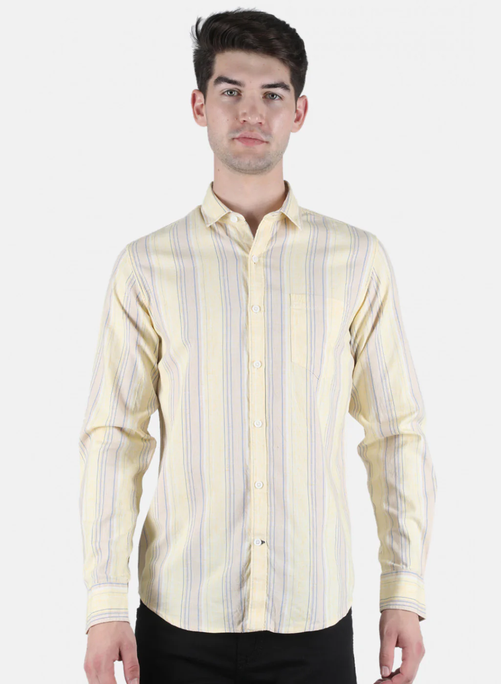 Men Yellow Stripe Shirt