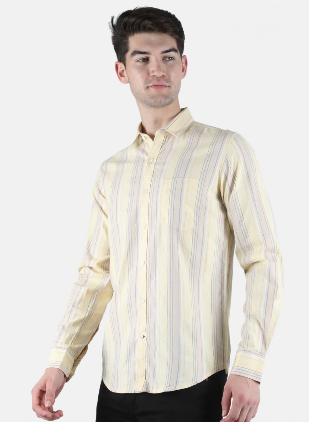Men Yellow Stripe Shirt - Image 2