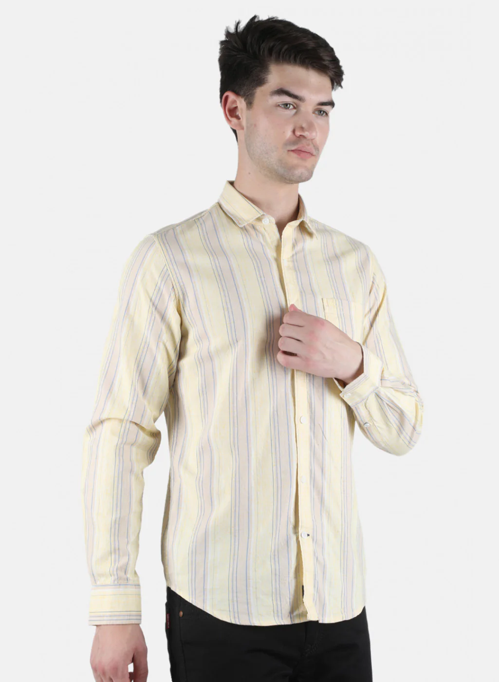 Men Yellow Stripe Shirt - Image 6