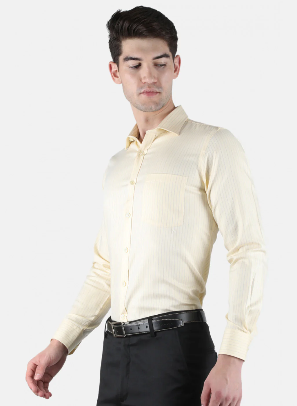 Men Yellow Stripe Shirt - Image 2
