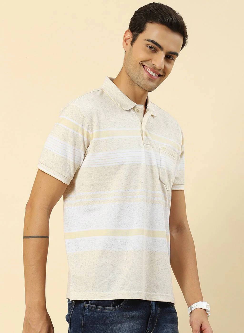 Men Yellow Stripe T-Shirt - Image 3