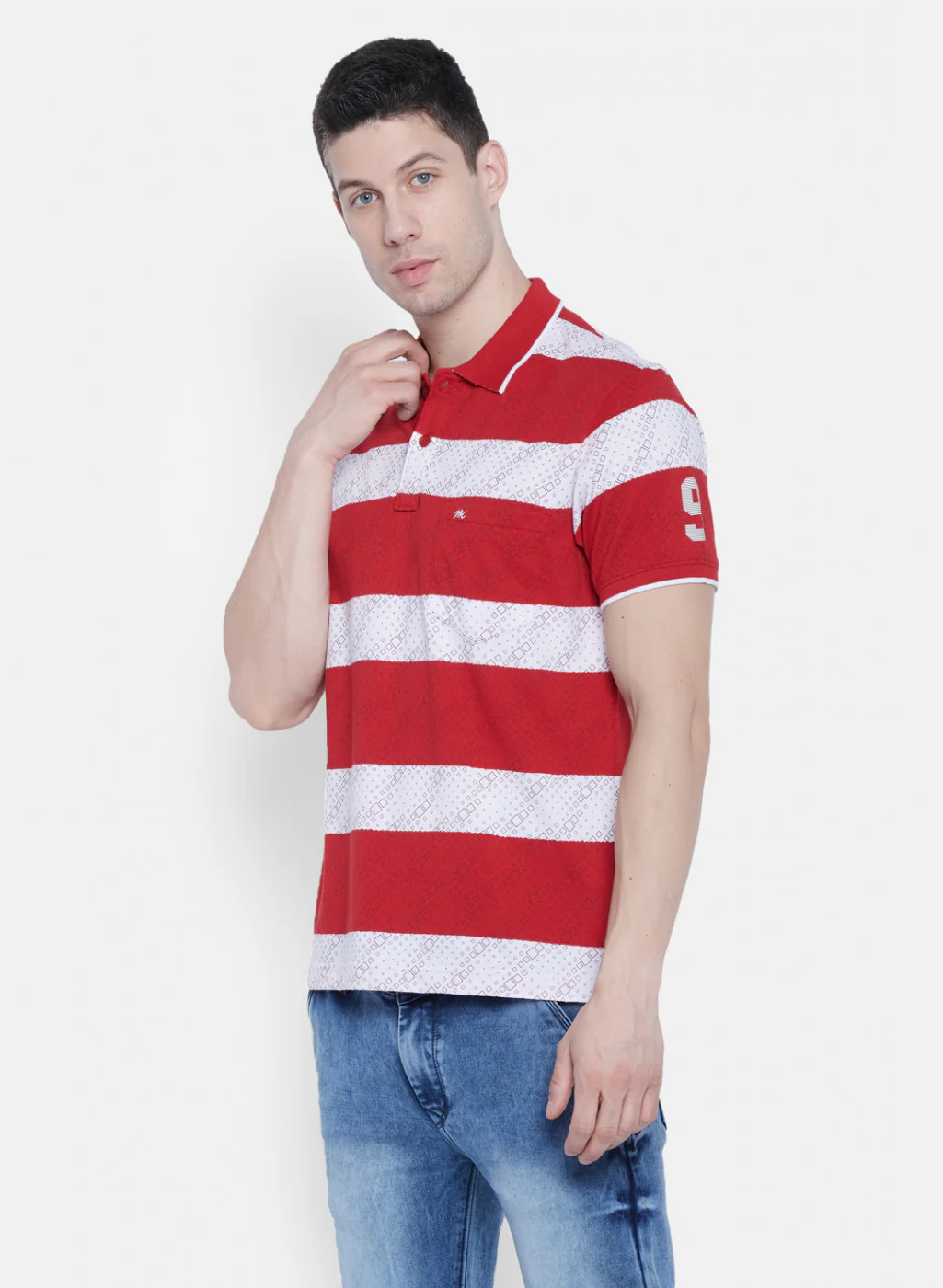 Mens Red Stripe T-Shirt - Image 3