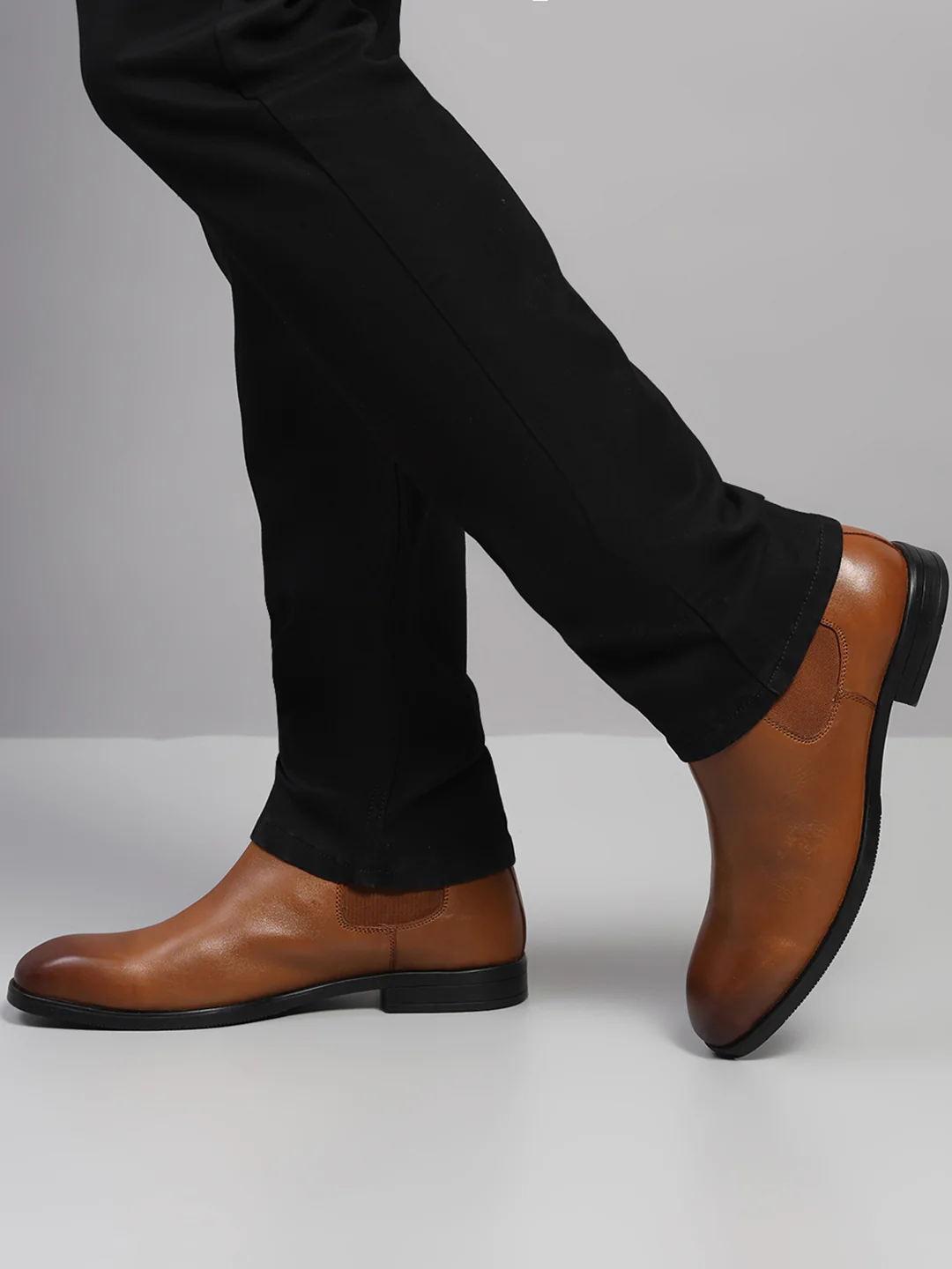 Monte Carlo Men's Tan Leather Chelsea Classic Slip-On Ankle Boots for Formal & Casual Wear - Image 10