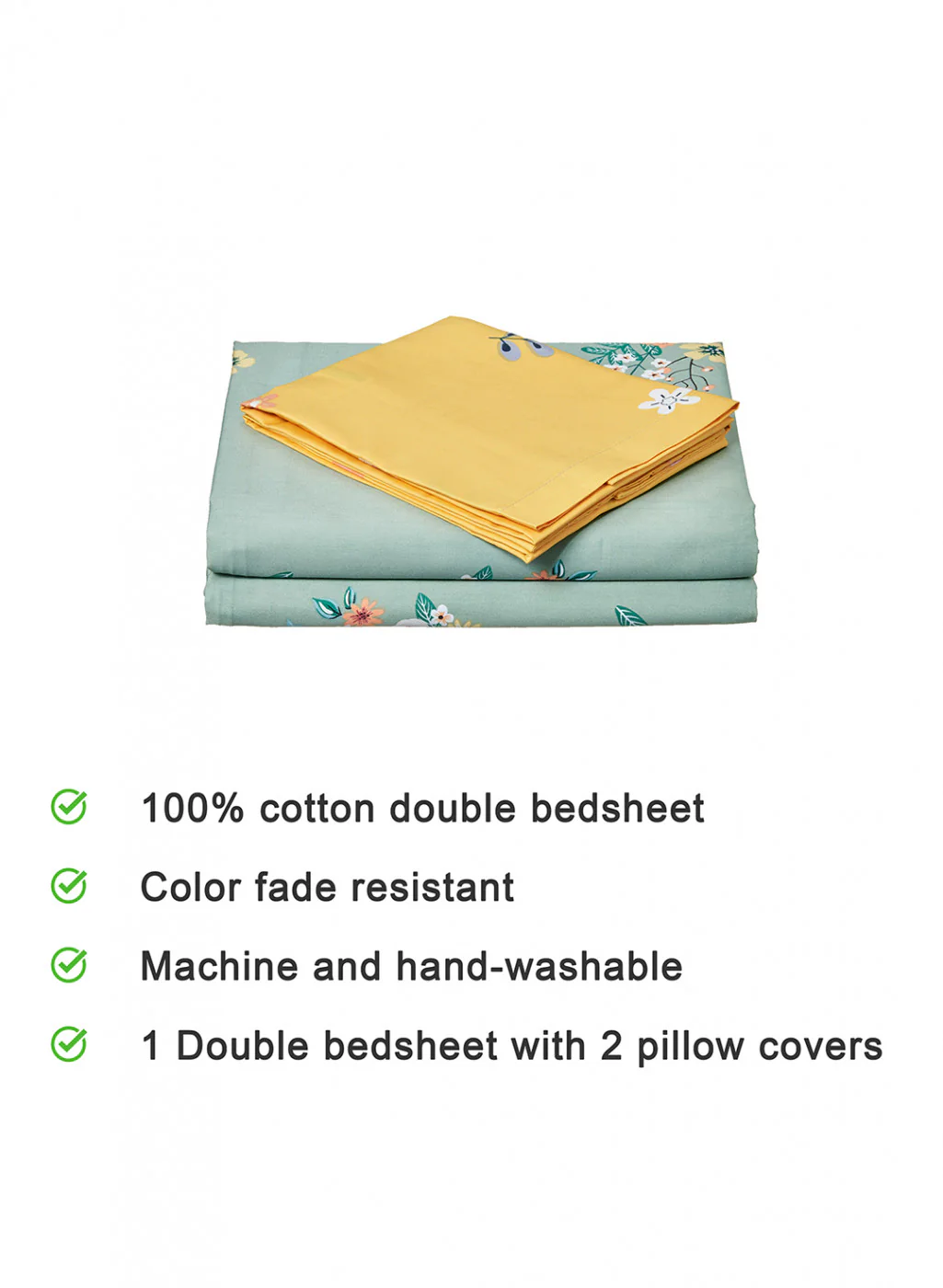 Multi Color 128/68 TC Bedsheet with 2 Pillow Covers - Image 4