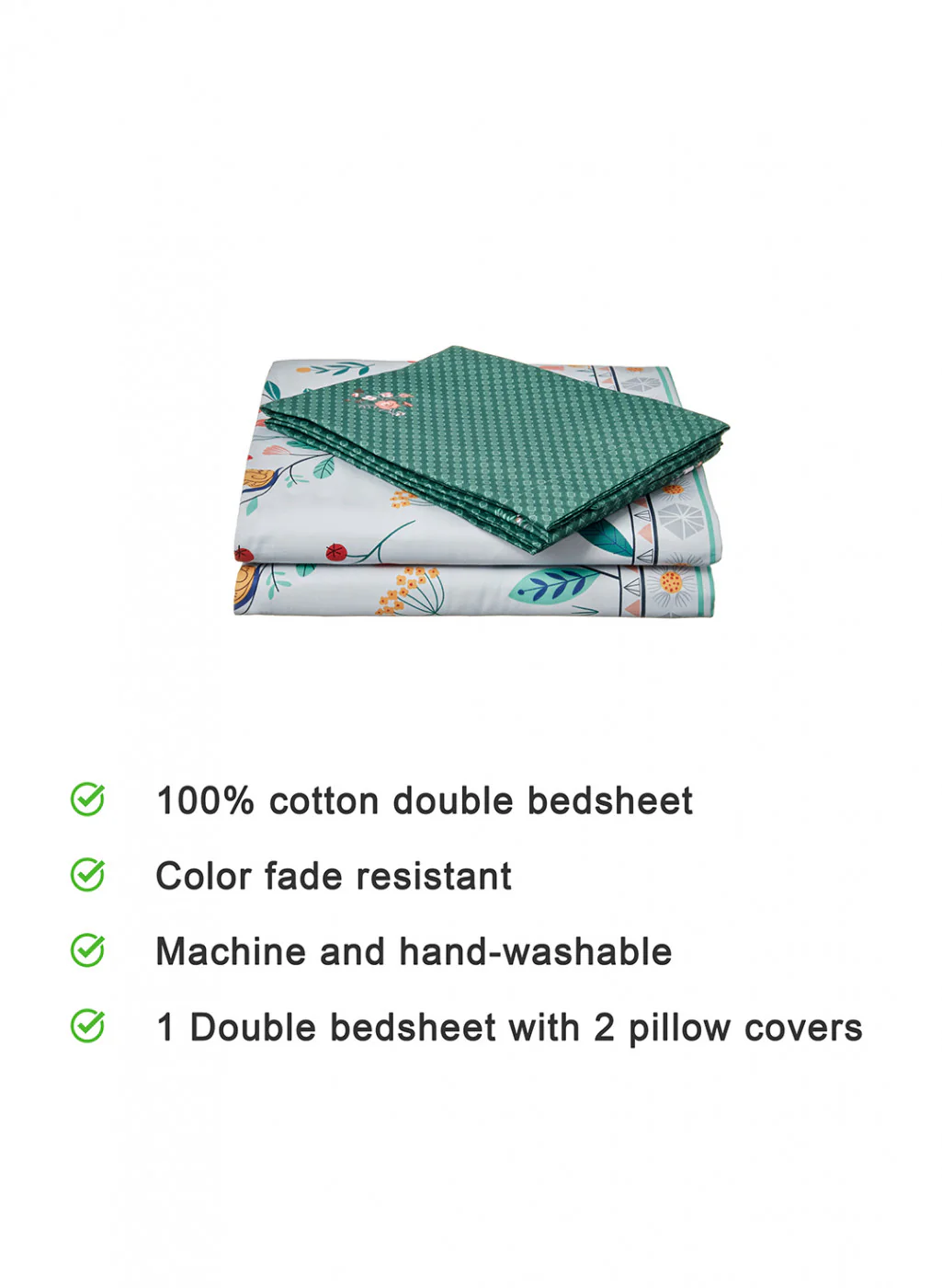 Multi Color 128/68 TC Bedsheet with 2 Pillow Covers - Image 4