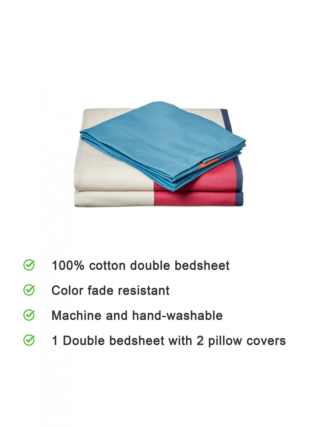 Multi Color 128/68 TC Bedsheet with 2 Pillow Covers - Image 4