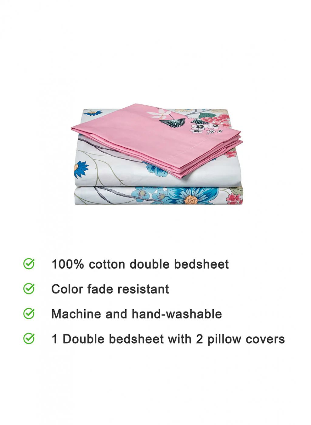 Multi Color 128-68 TC Bedsheet with 2 Pillow Covers - Image 4