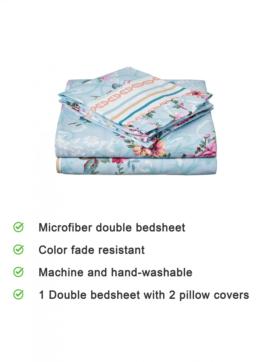 Multi Color 130 GSM Bedsheet with 2 Pillow Covers - Image 4