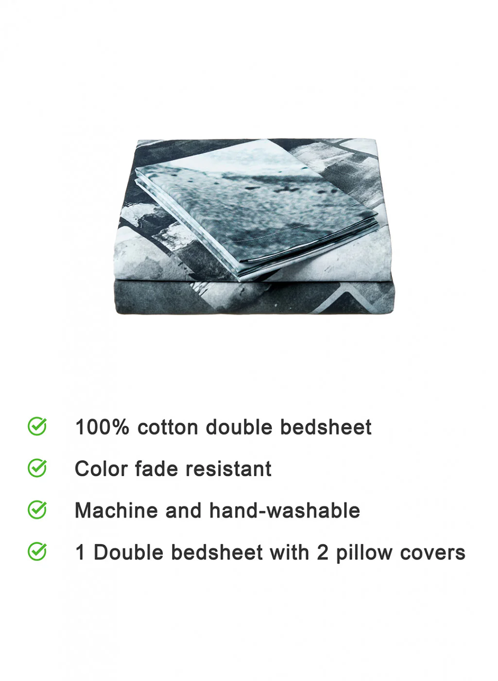 Multi Color 200 TC Bedsheet with 2 Pillow Covers - Image 3