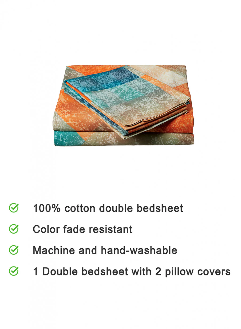 Multi Color 200 TC Bedsheet with 2 Pillow Covers - Image 3