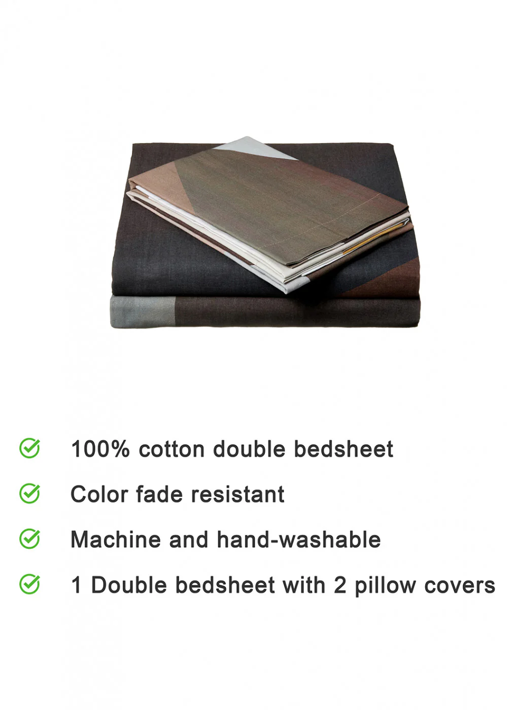 Multi Color 200 TC Bedsheet with 2 Pillow Covers - Image 3