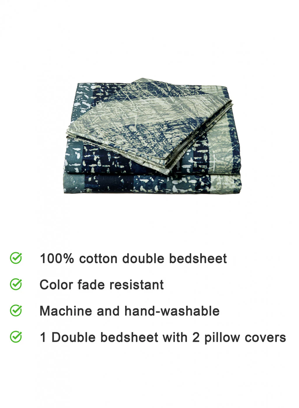 Multi Color 200 TC Bedsheet with 2 Pillow Covers - Image 3