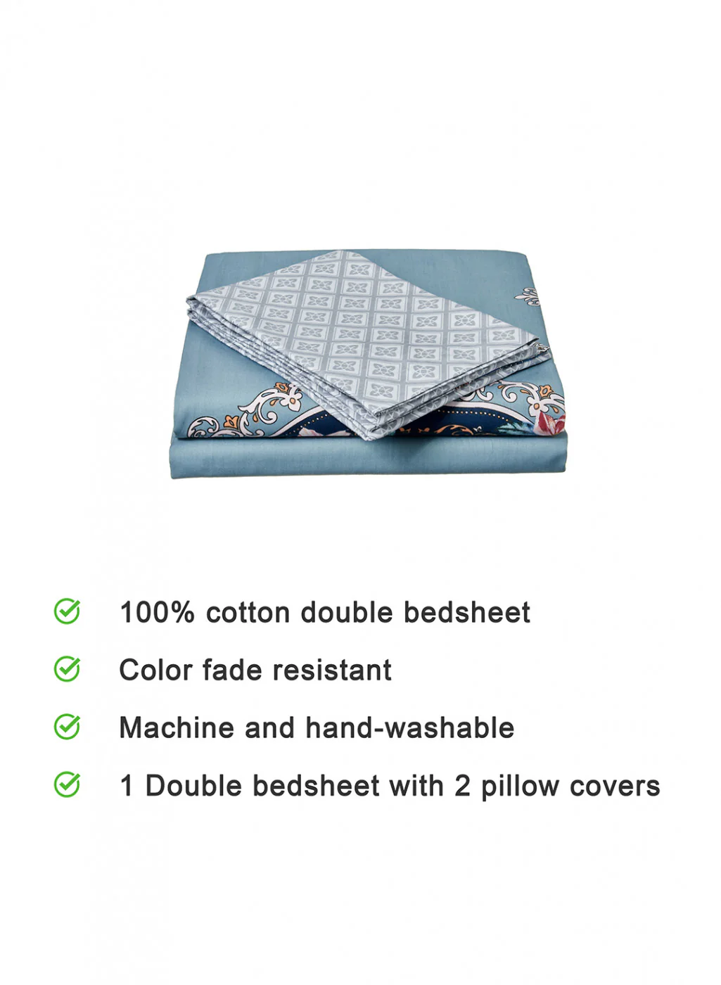 Multicolor 128 TC Bedsheet with 2 Pillow Covers (Romance) - Image 4