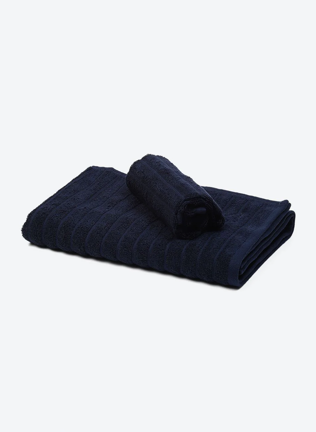 NAvy Blue Cotton 525 GSM Towel Set Pack of 2 (1 Bath & 1 Hand Towel) - Image 3