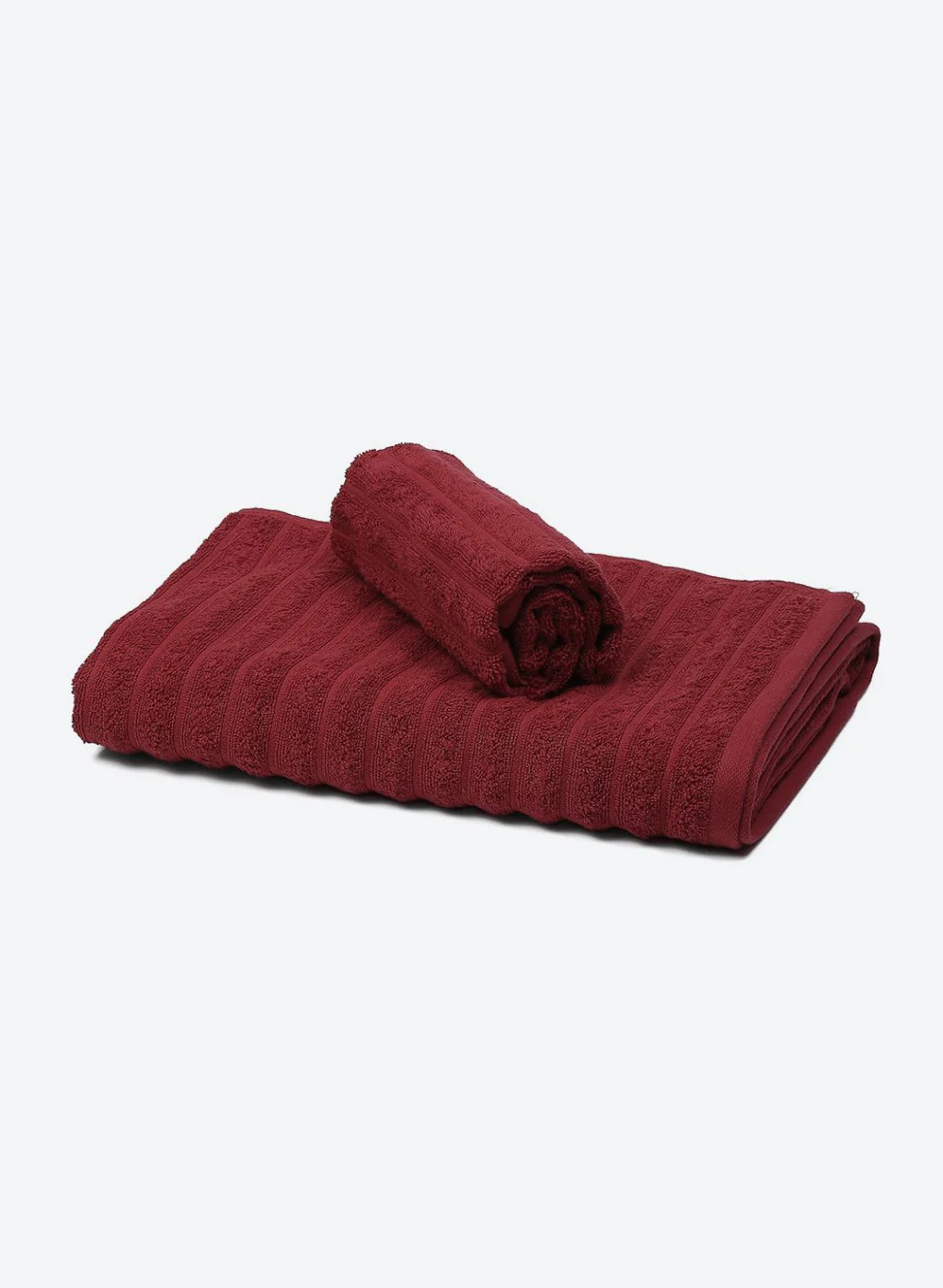 Red Cotton 525 GSM Towel Set Pack of 2 (1 Bath & 1 Hand Towel) - Image 3