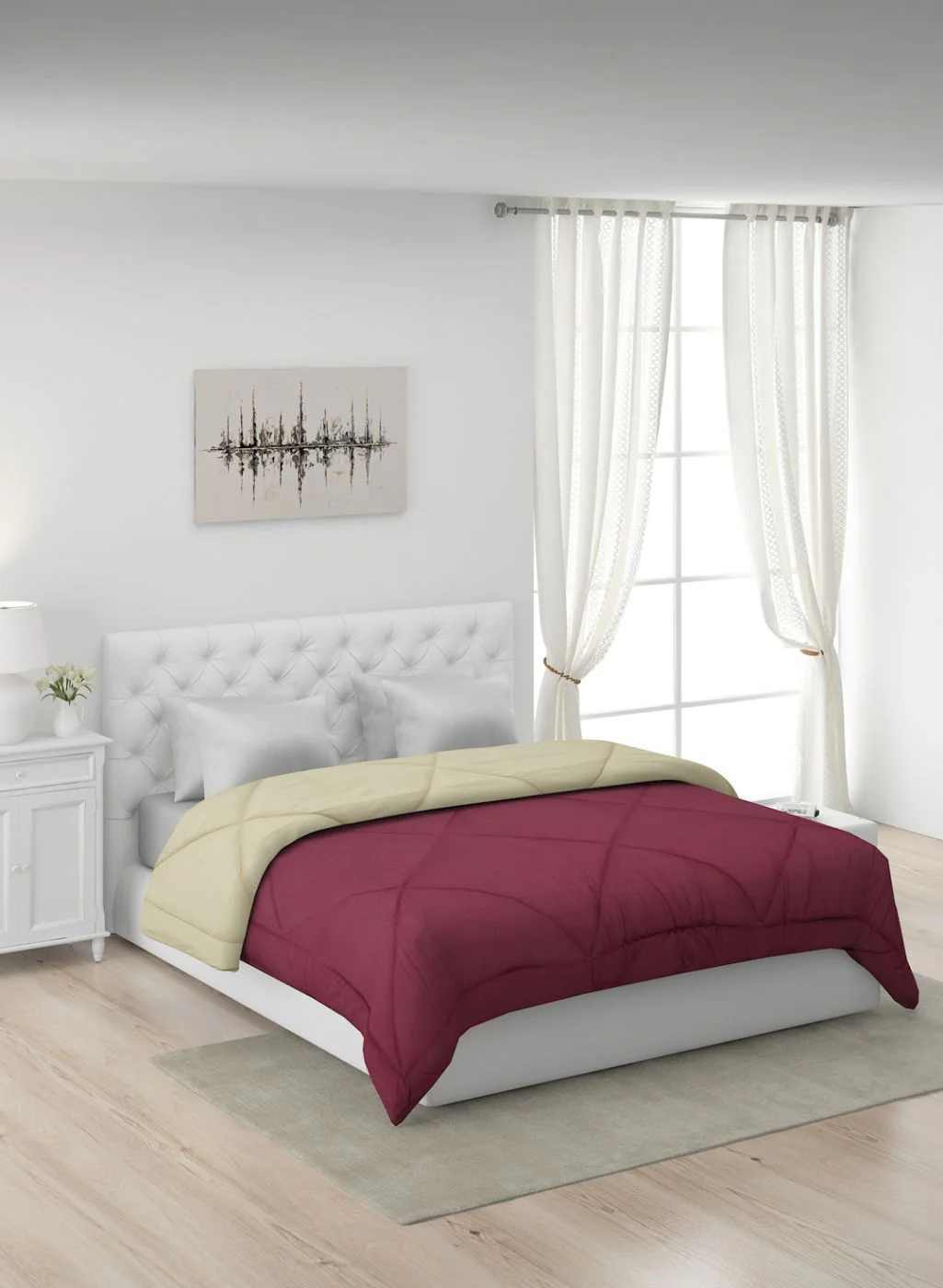 Solid Microfibre Double Comforter for Mild Winter - Image 2
