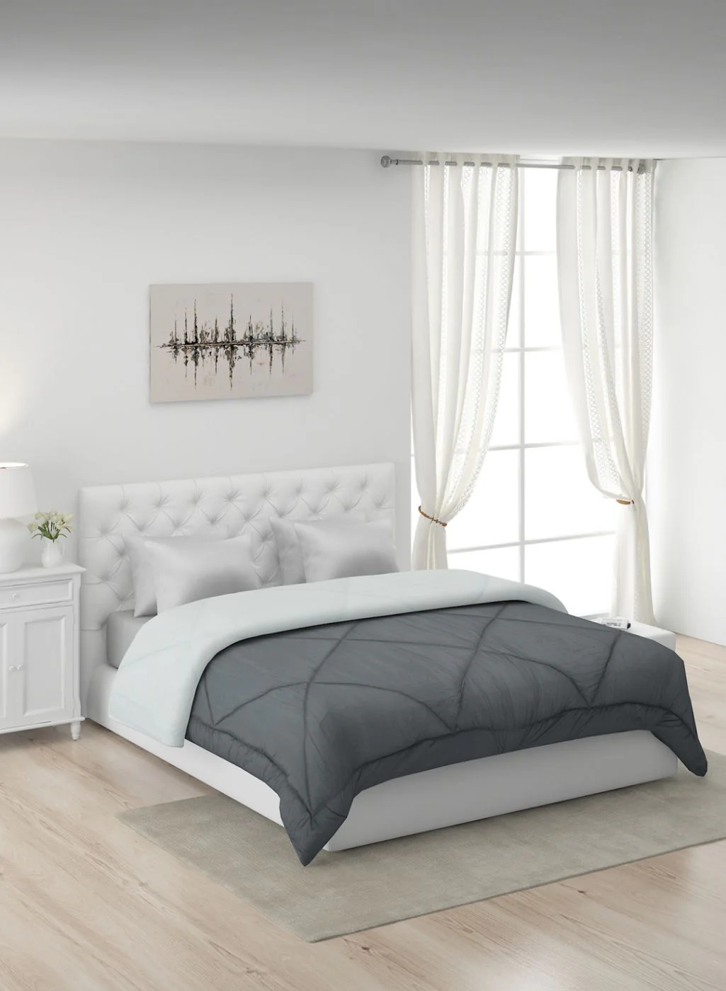 Solid Microfibre Double Comforter for Mild Winter - Image 2