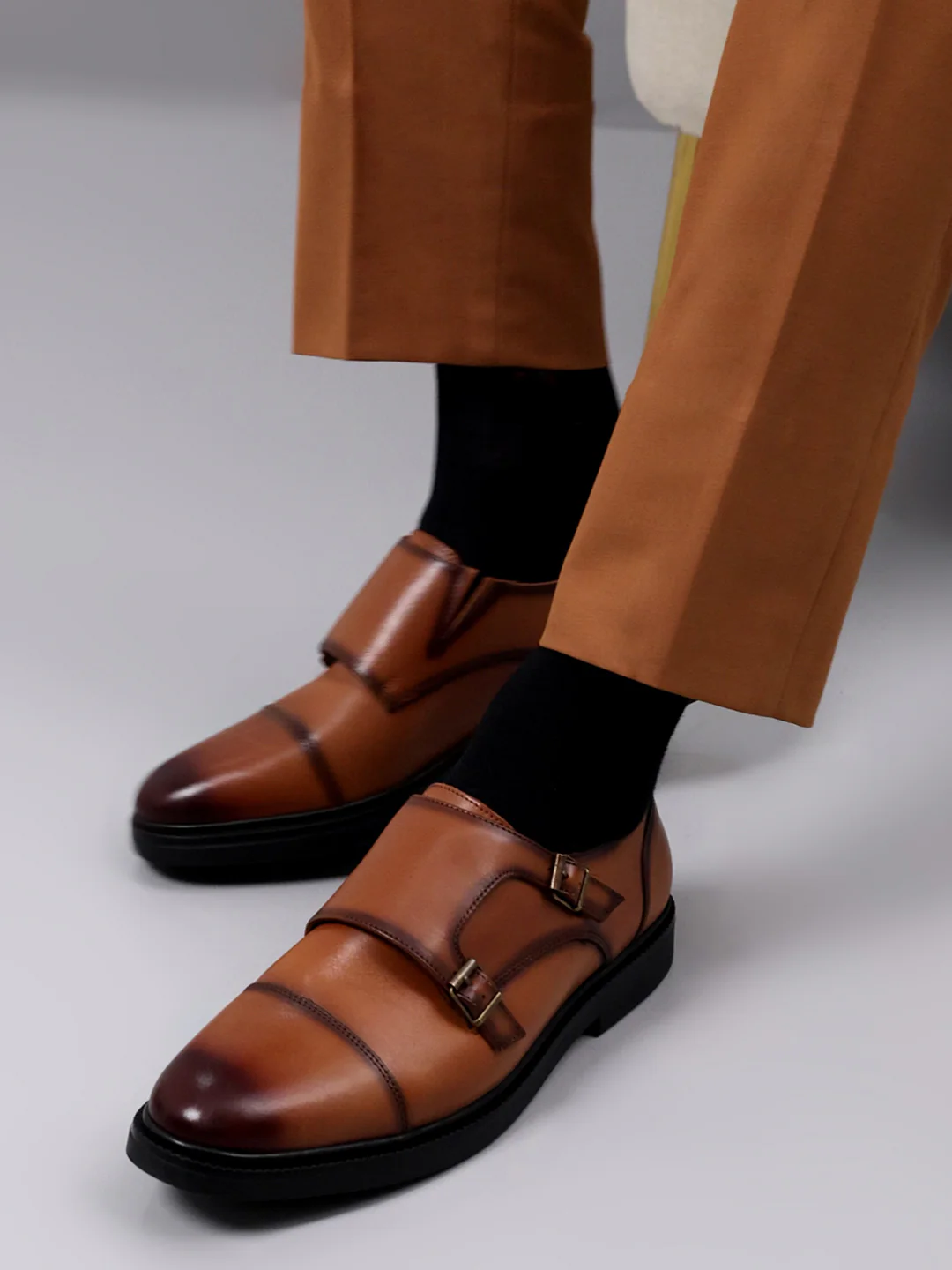 Monte Carlo Tan Double Monk Strap Formal Shoes for Men - Image 10