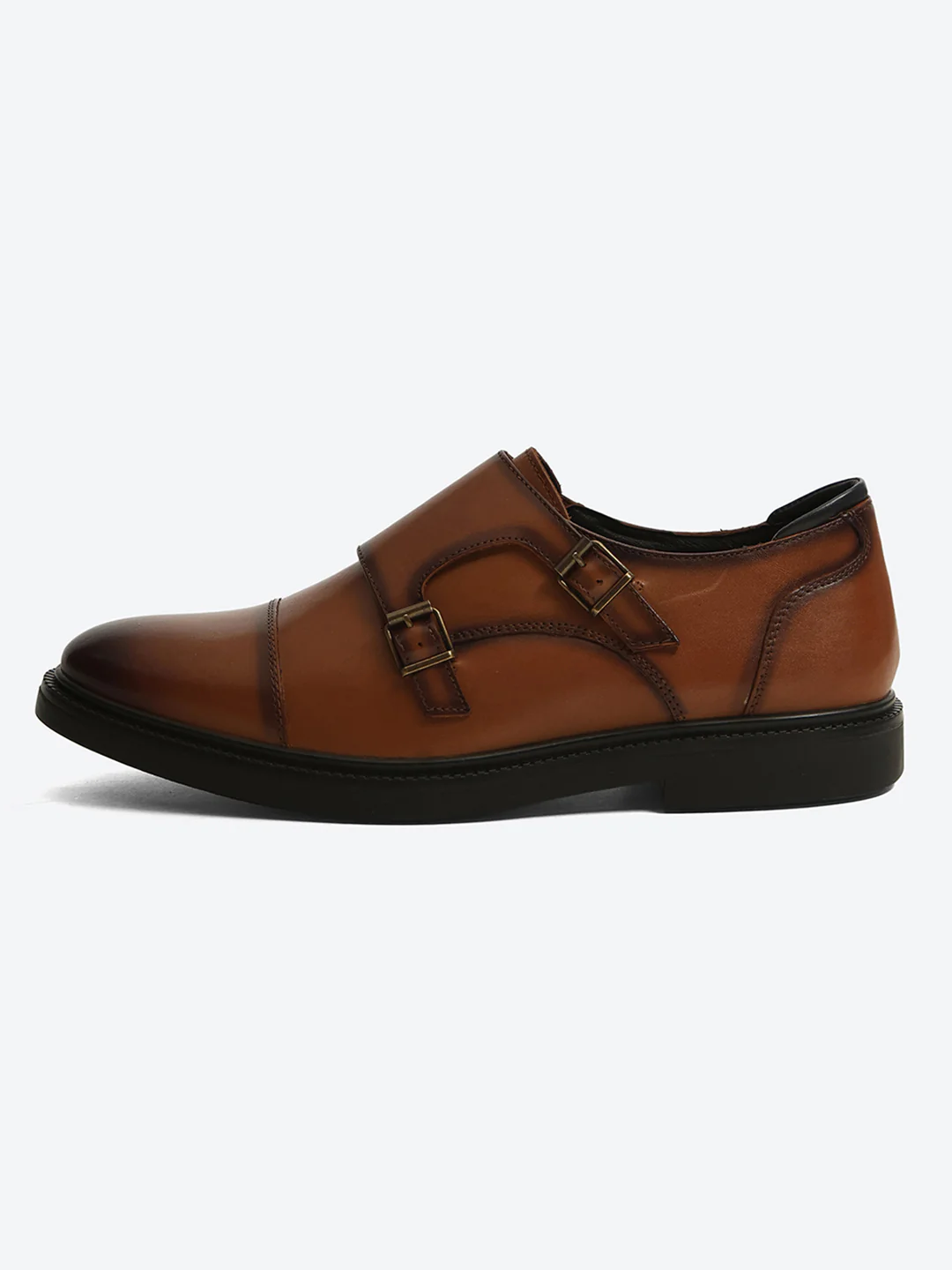 Monte Carlo Tan Double Monk Strap Formal Shoes for Men - Image 3