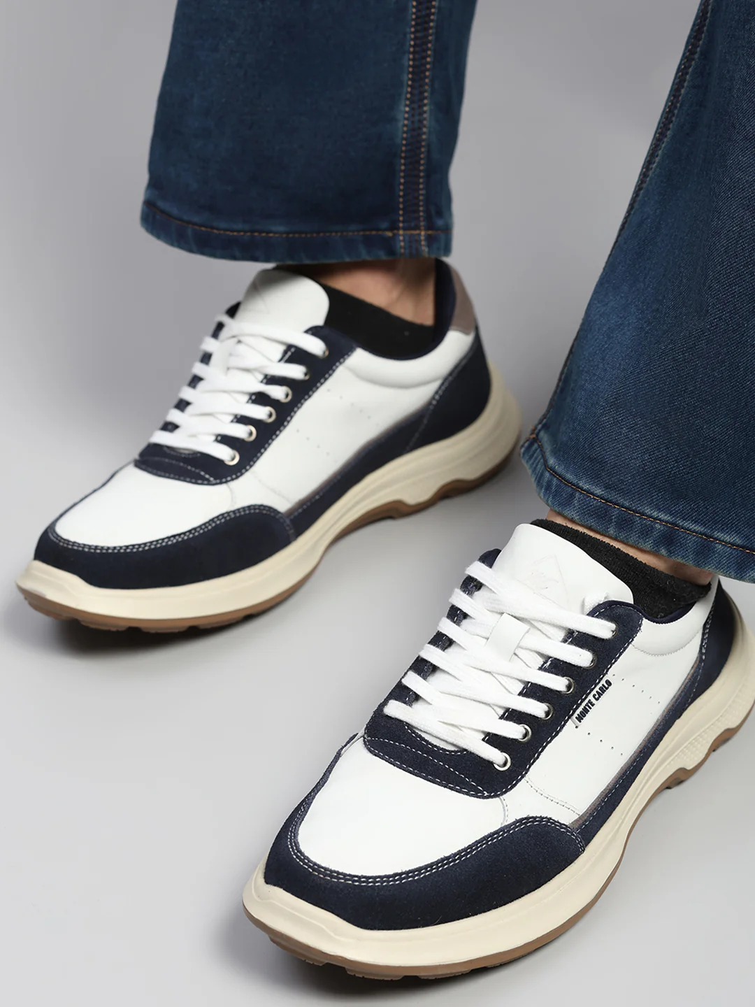 Monte Carlo White & Navy Blue Comfort Casual Sneakers for Men - Image 10