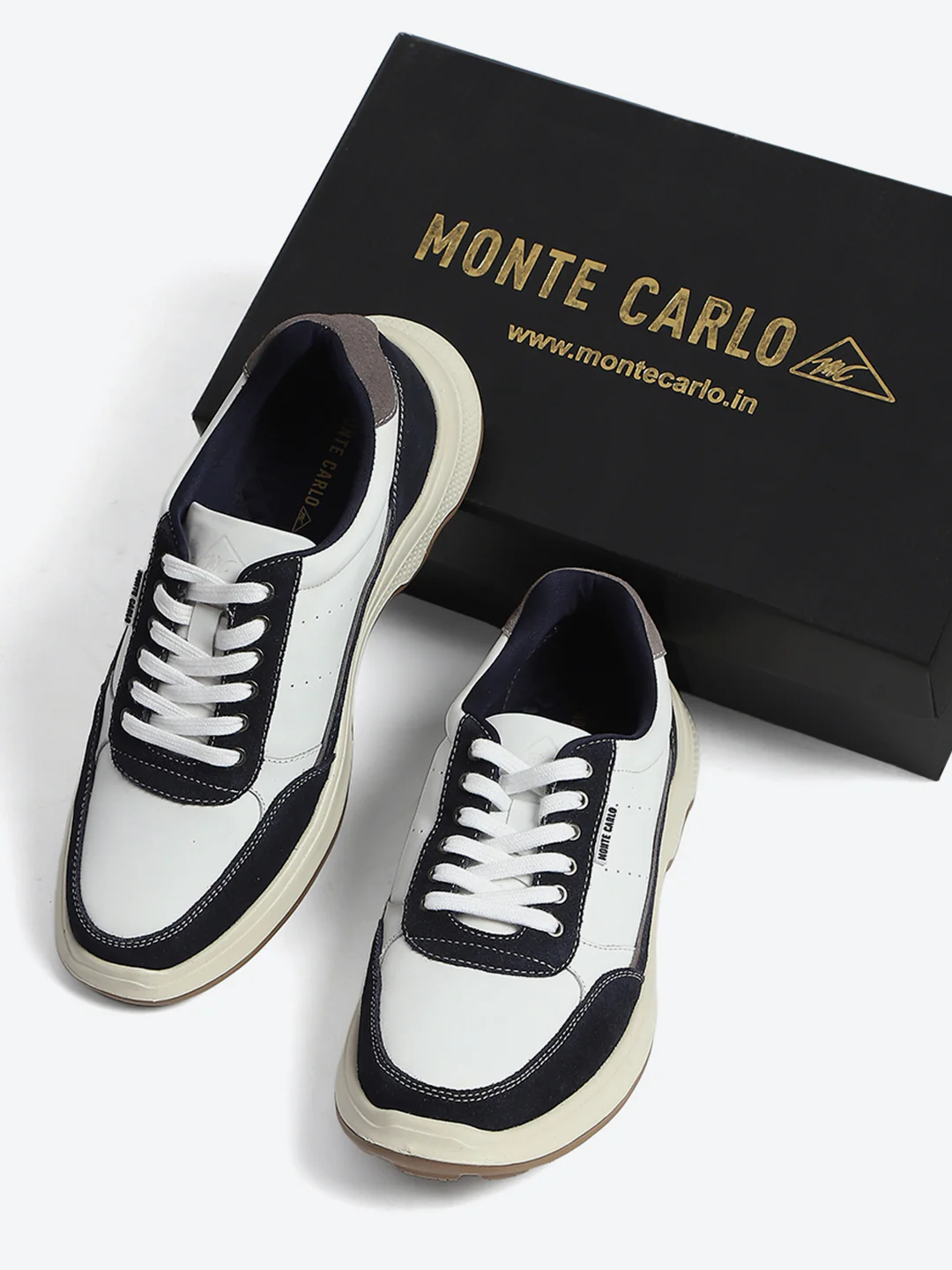 Monte Carlo White & Navy Blue Comfort Casual Sneakers for Men - Image 2