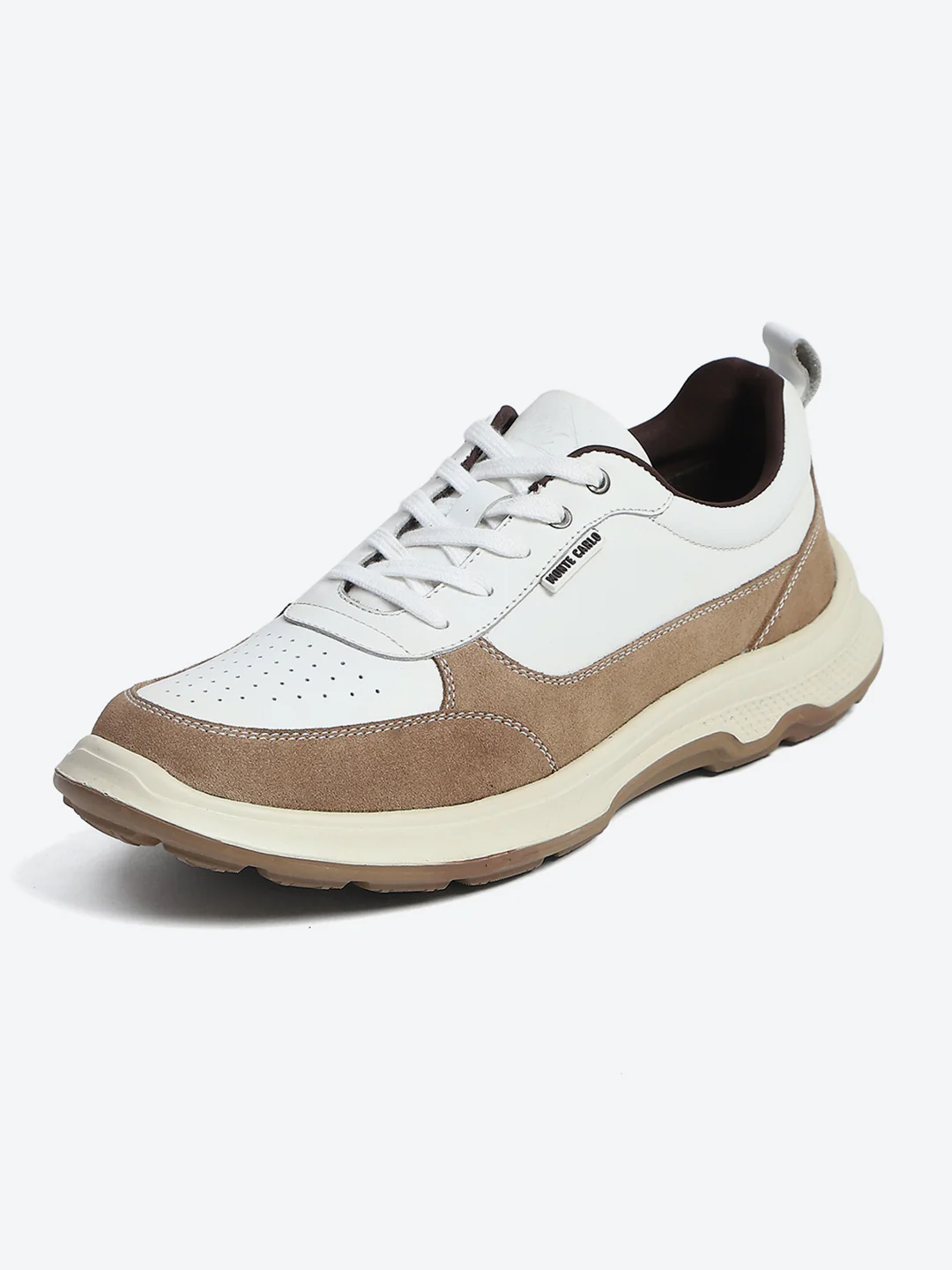 Monte Carlo White & Taupe Comfort Casual Sneakers for Men - Image 3
