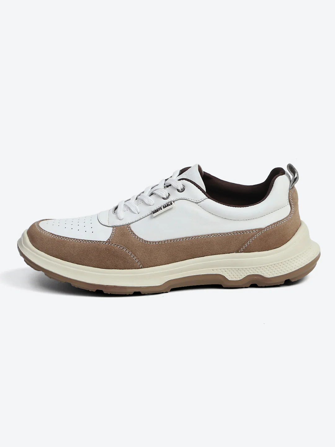 Monte Carlo White & Taupe Comfort Casual Sneakers for Men - Image 4