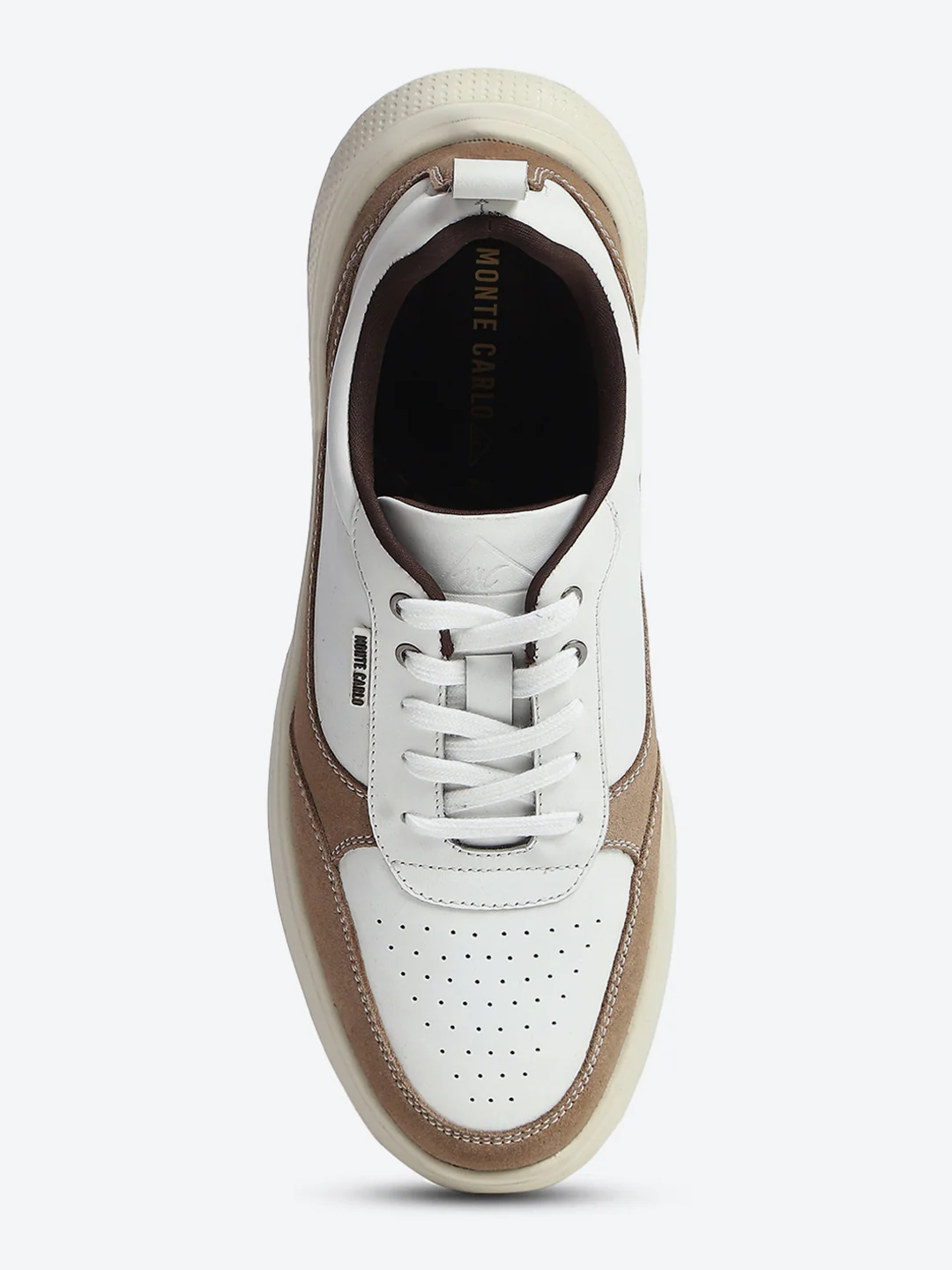 Monte Carlo White & Taupe Comfort Casual Sneakers for Men - Image 6