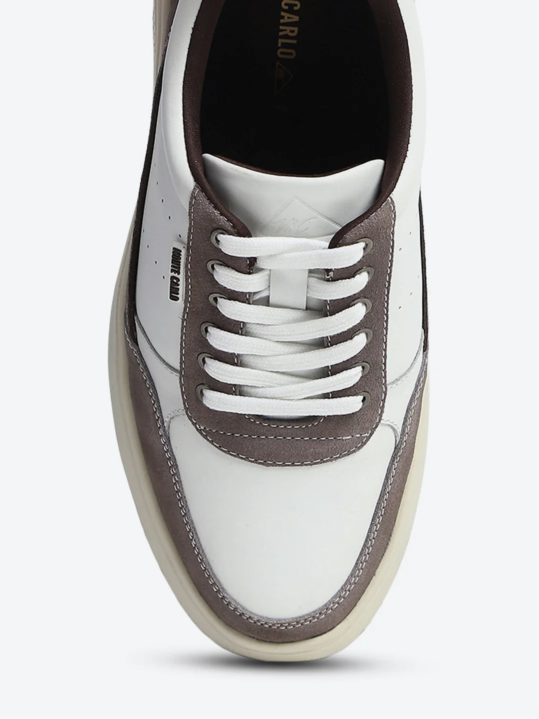 Monte Carlo White & Taupe Comfort Casual Sneakers for Men - Image 7