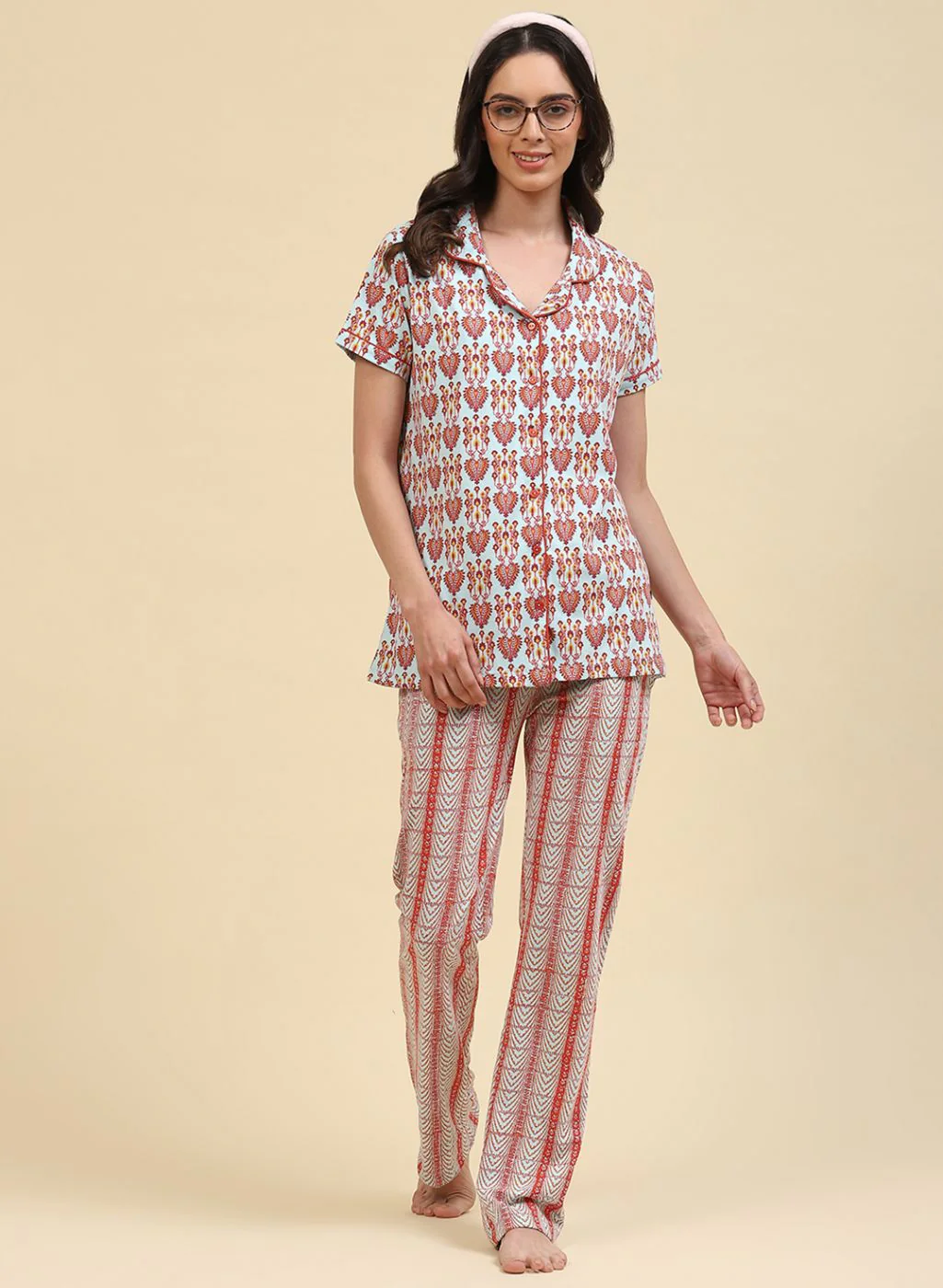 Women Aqua Blue Printed Lower Set