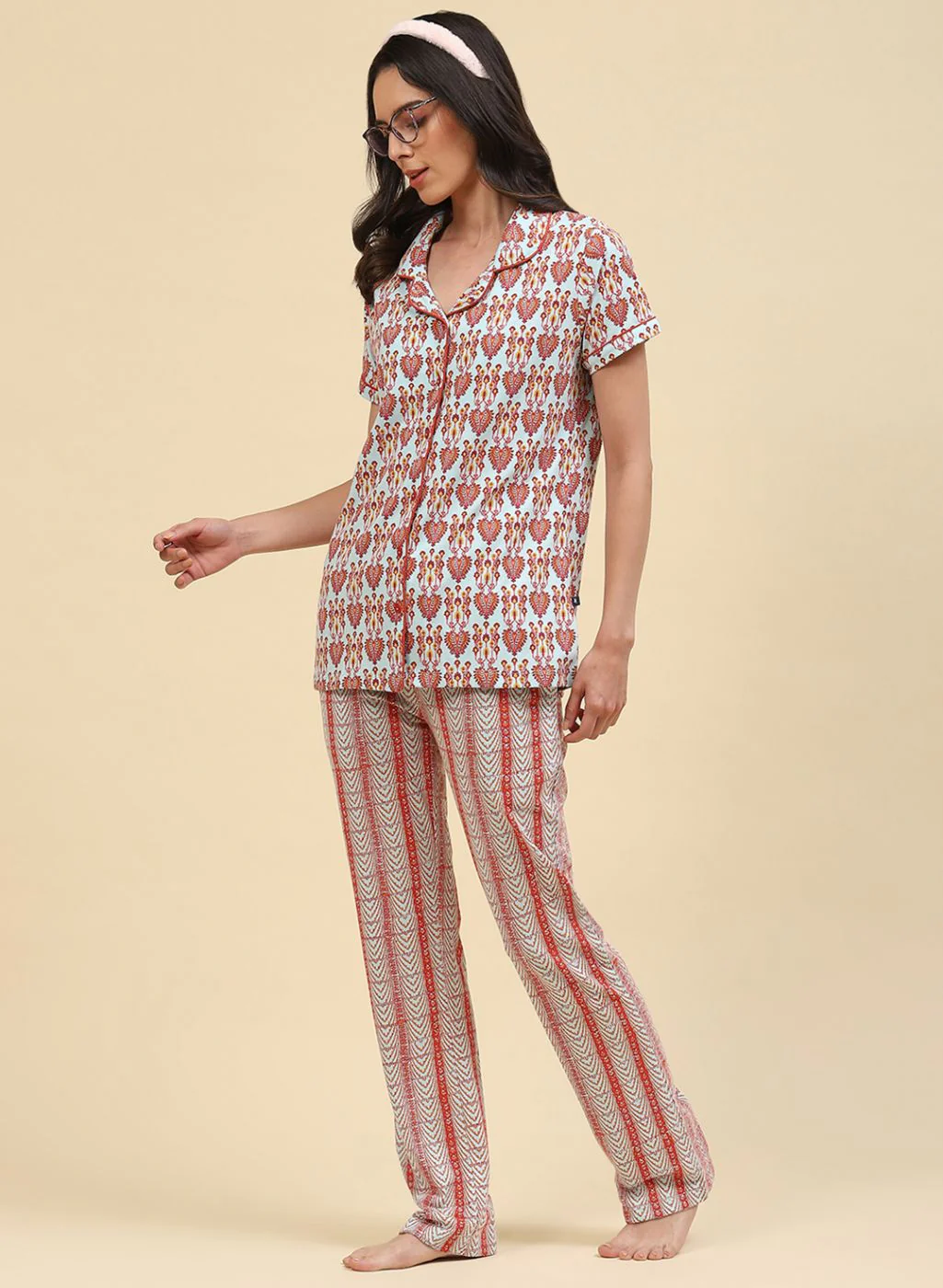 Women Aqua Blue Printed Lower Set - Image 2