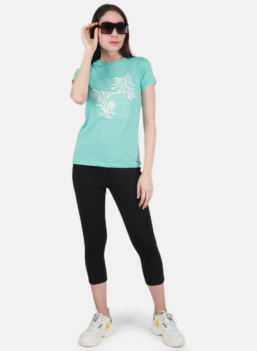 Women Aqua Blue Printed Top - Image 4