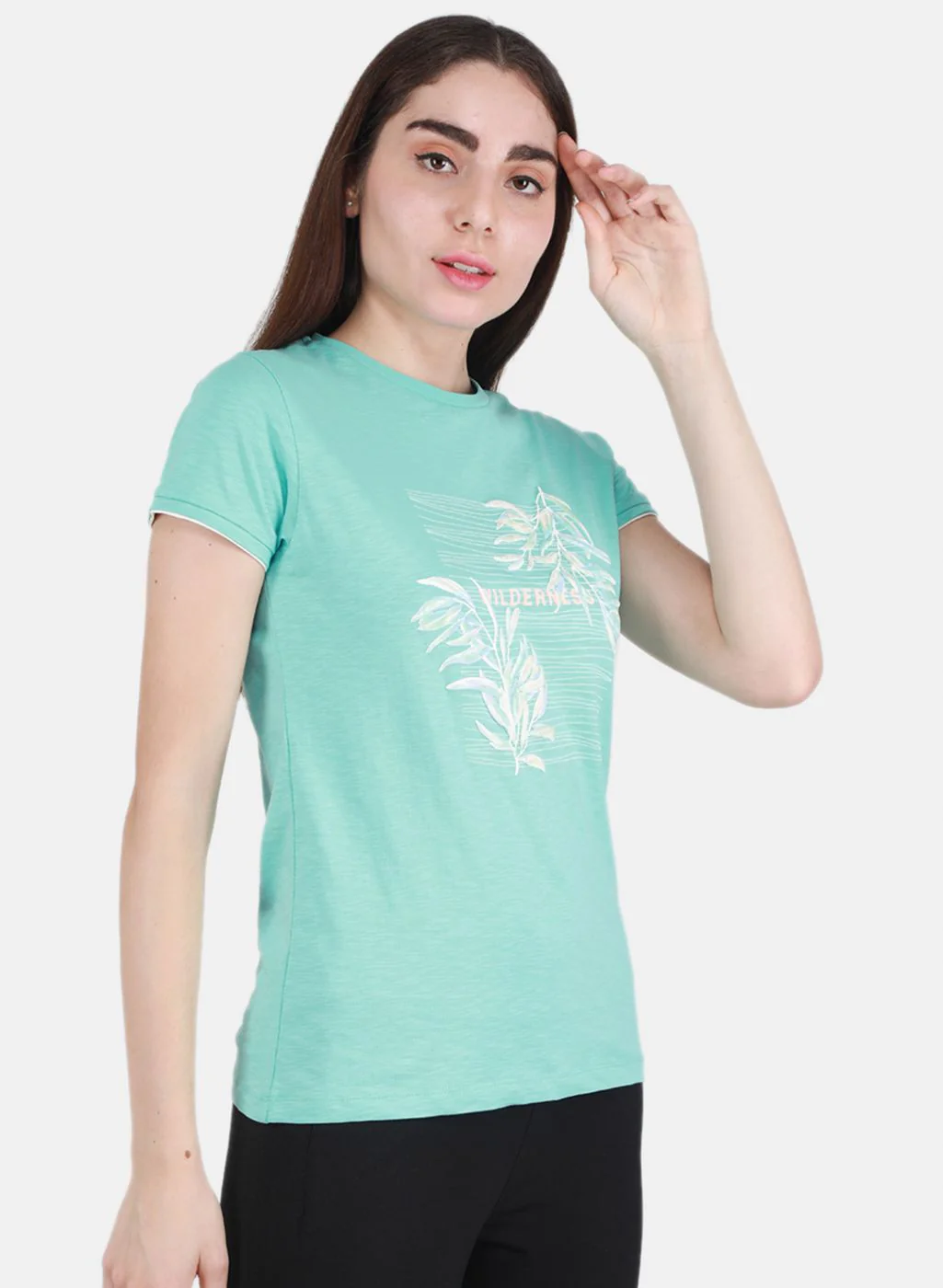 Women Aqua Blue Printed Top - Image 6