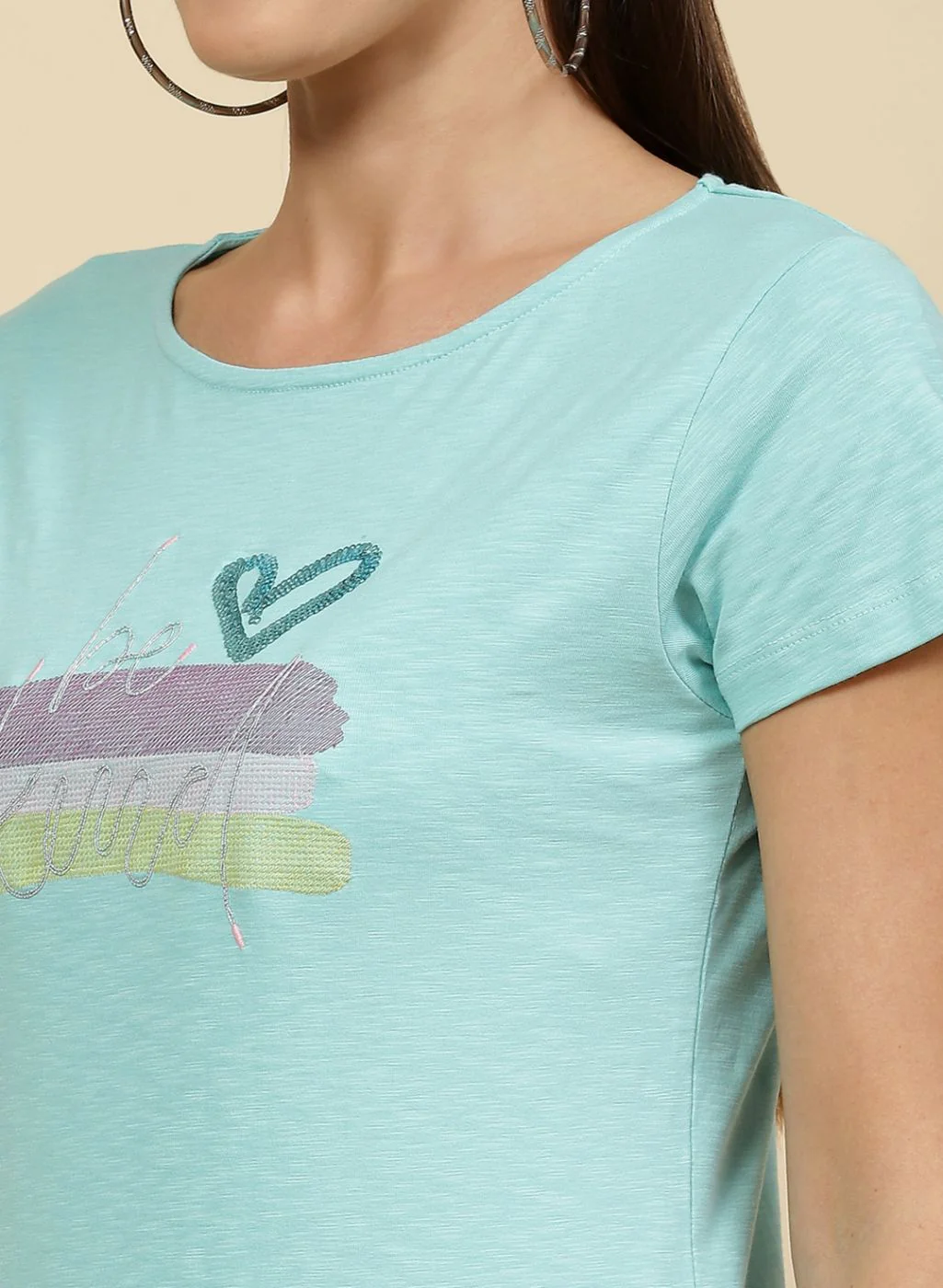 Women Aqua Blue Printed Top - Image 6