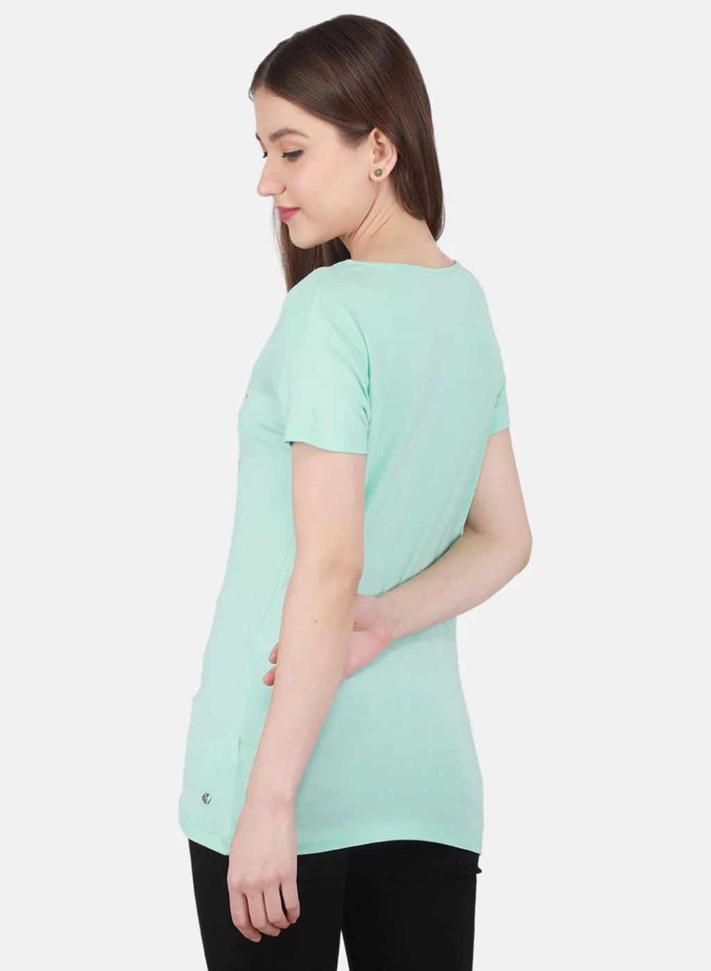 Women Aqua Blue Printed Top - Image 4