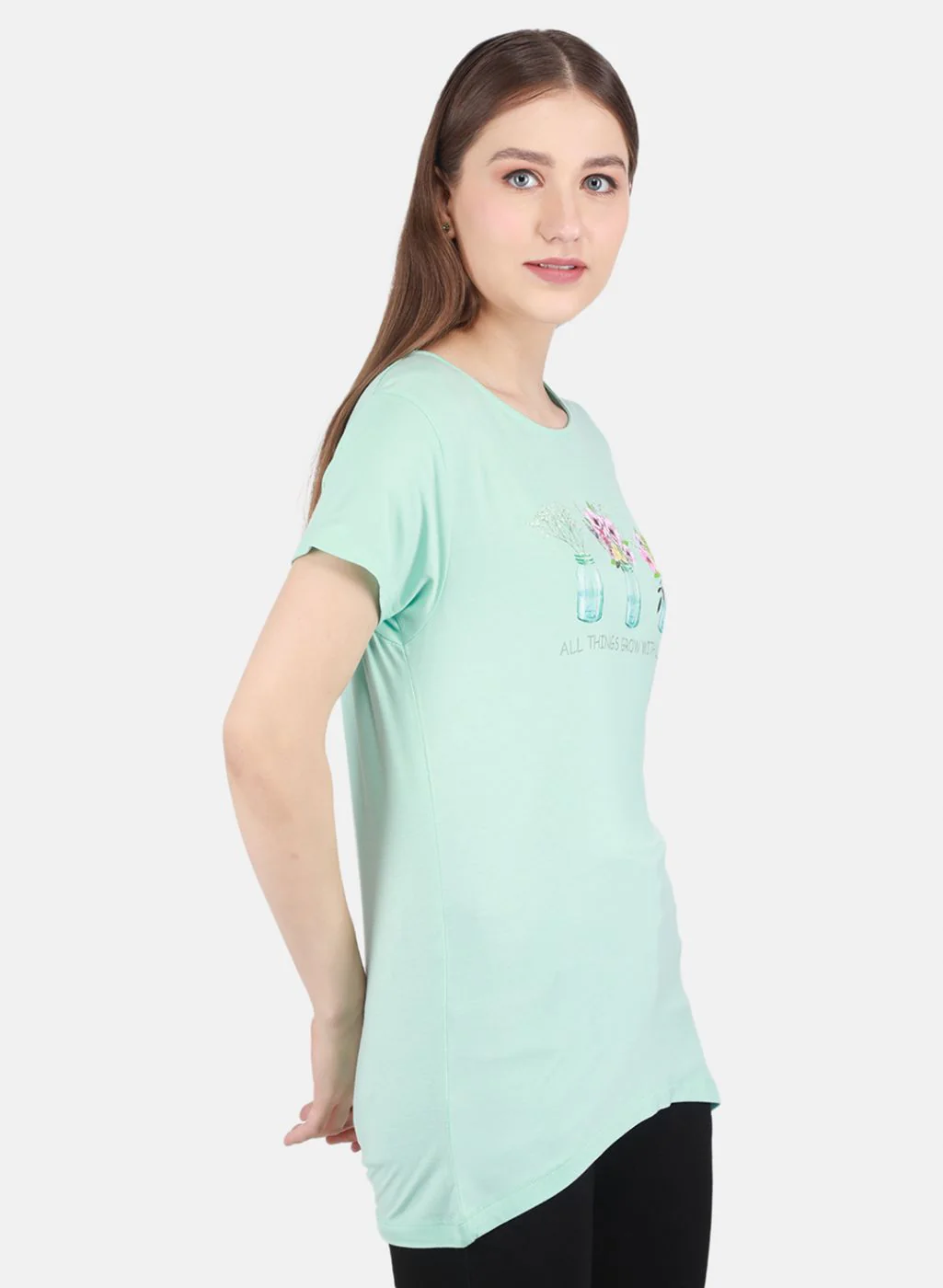 Women Aqua Blue Printed Top - Image 6