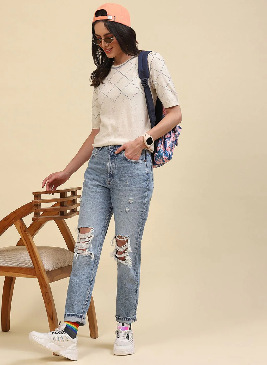 Women Beige Plain Top - Image 5
