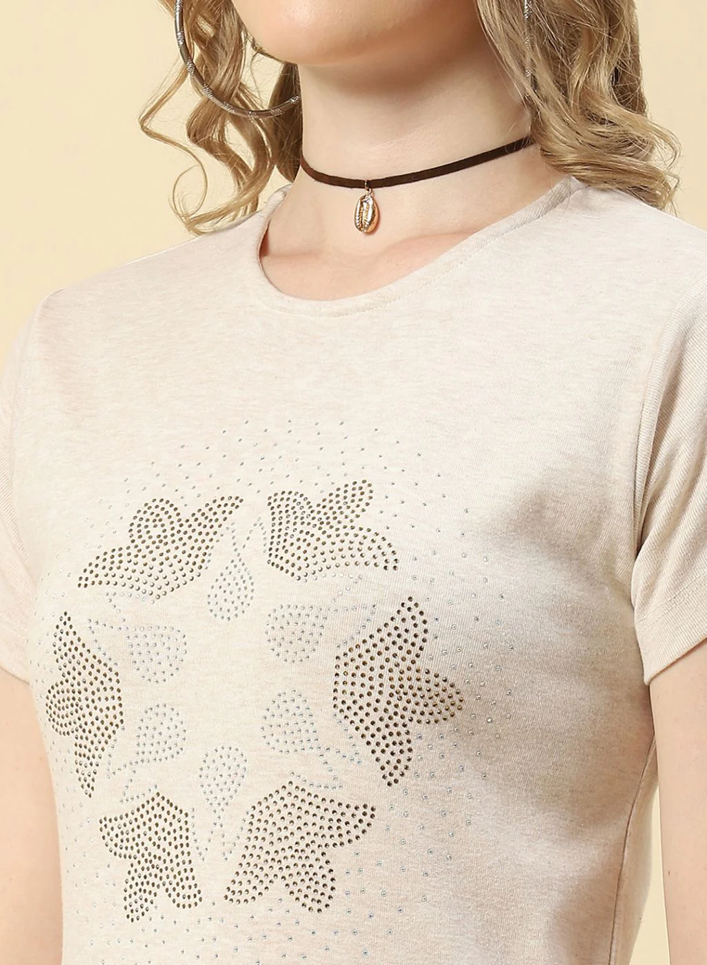 Women Beige Printed Top - Image 6