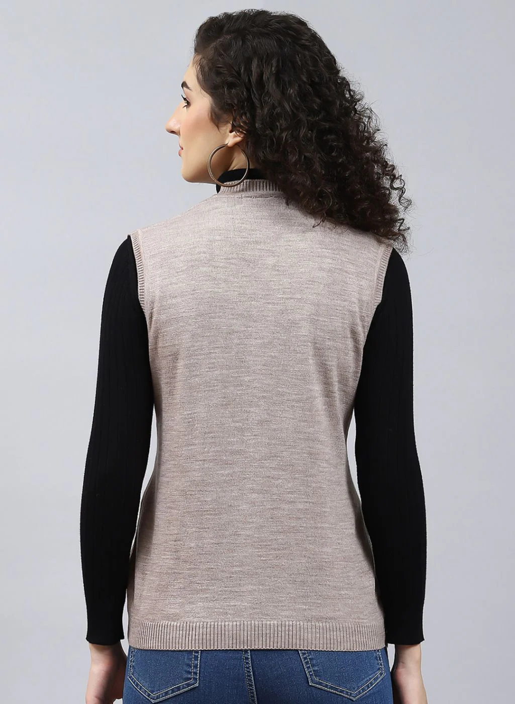 Women Beige Solid Wool blend Cardigan - Image 5