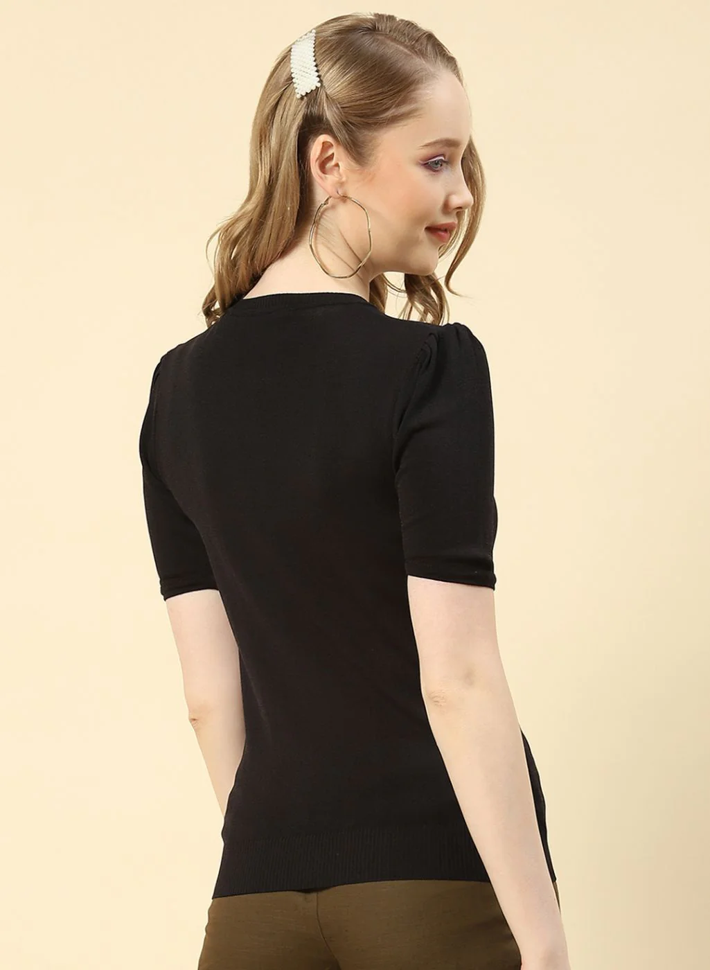 Women Black Plain Top - Image 5