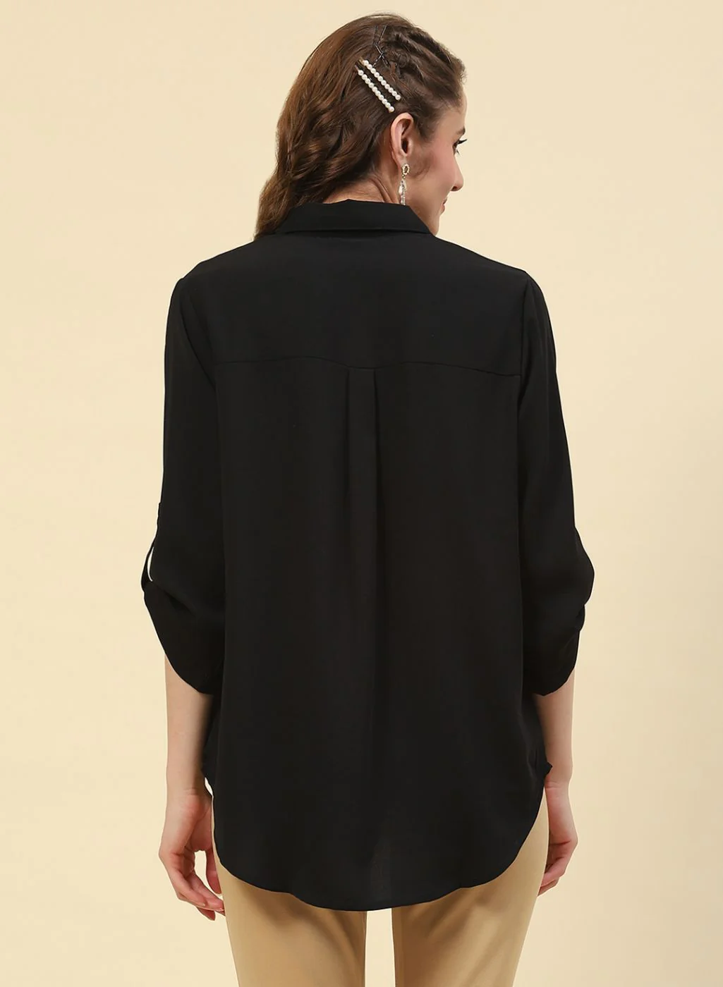 Women Black Plain Top - Image 5