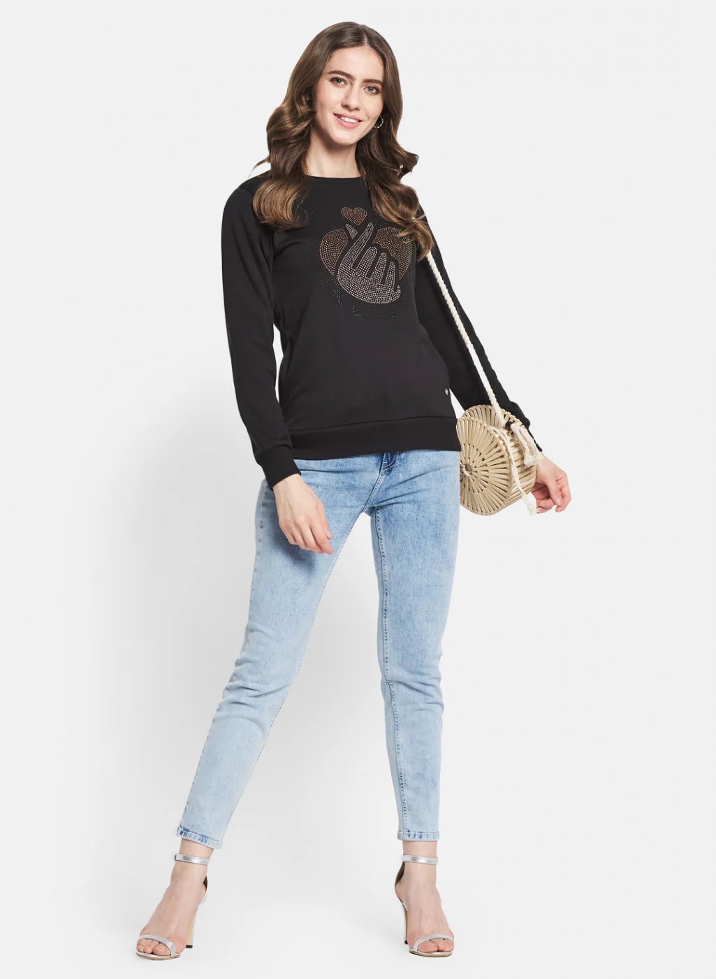 Women Black Printed Sweatshirt - Image 4