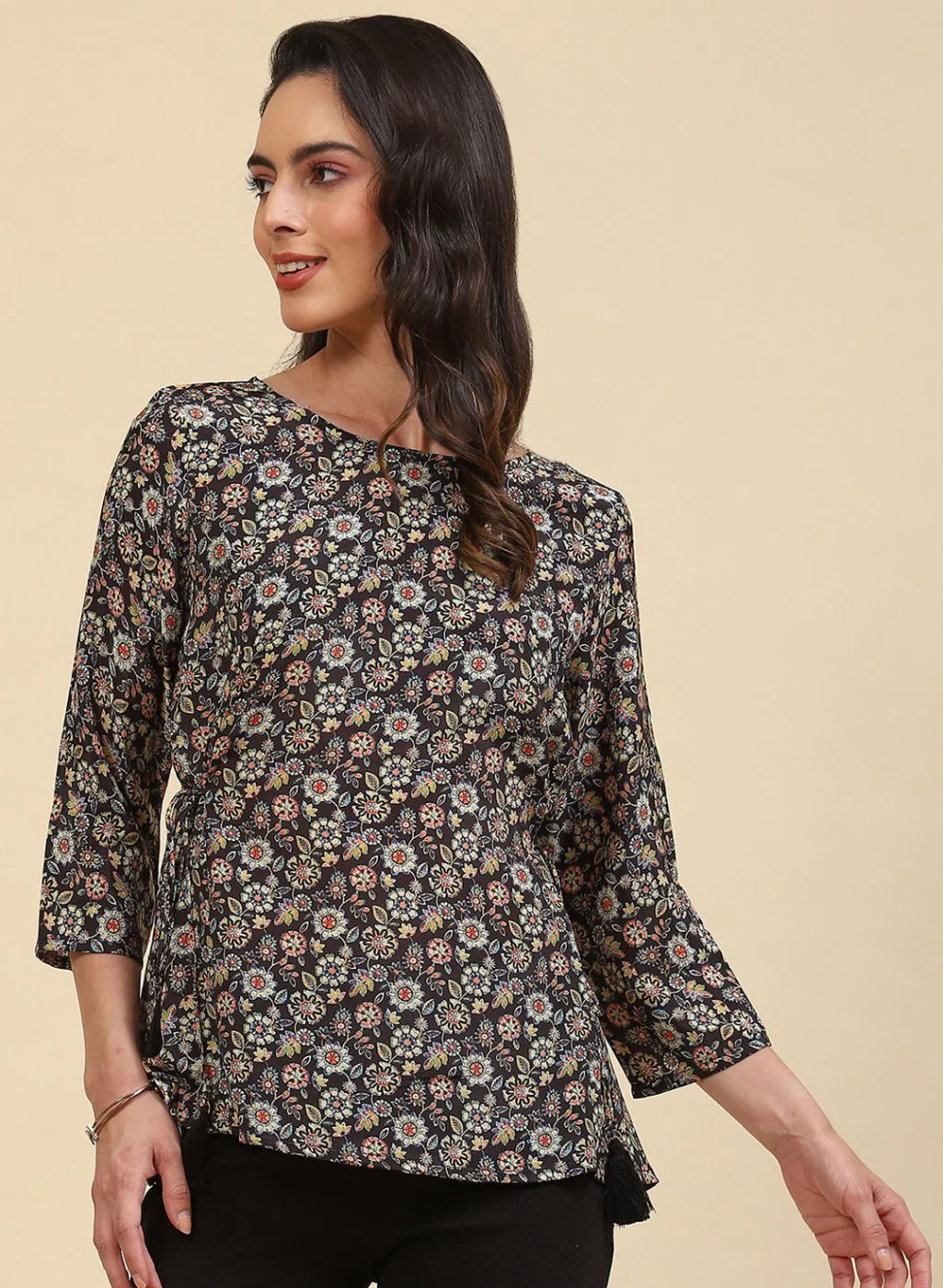 Women Black Printed Top - Image 2