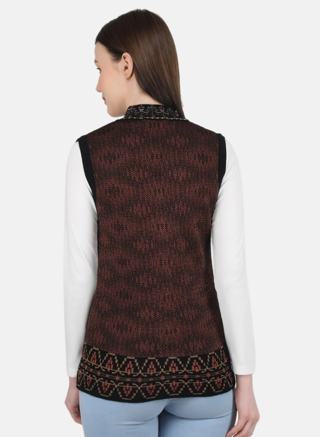 Women Black Self Design Cardigan - Image 3