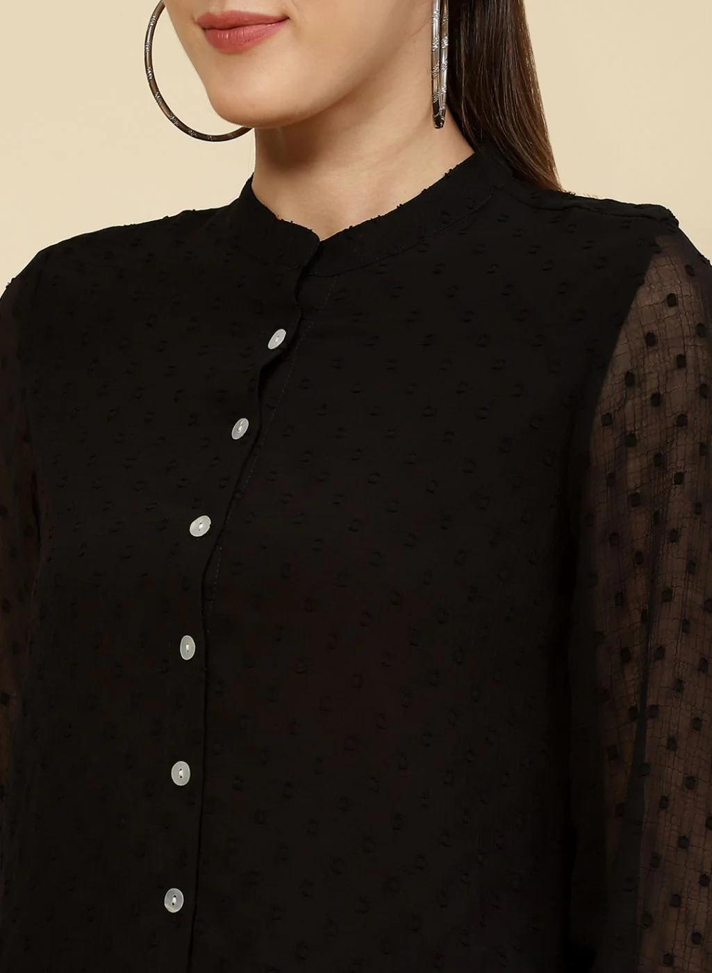 Women Black Self Design Top - Image 6