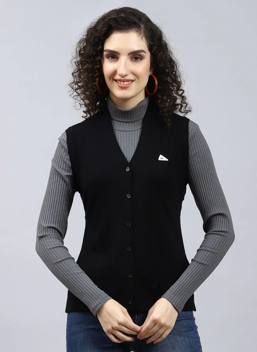 Women Black Self Design Wool blend Cardigan - Image 2