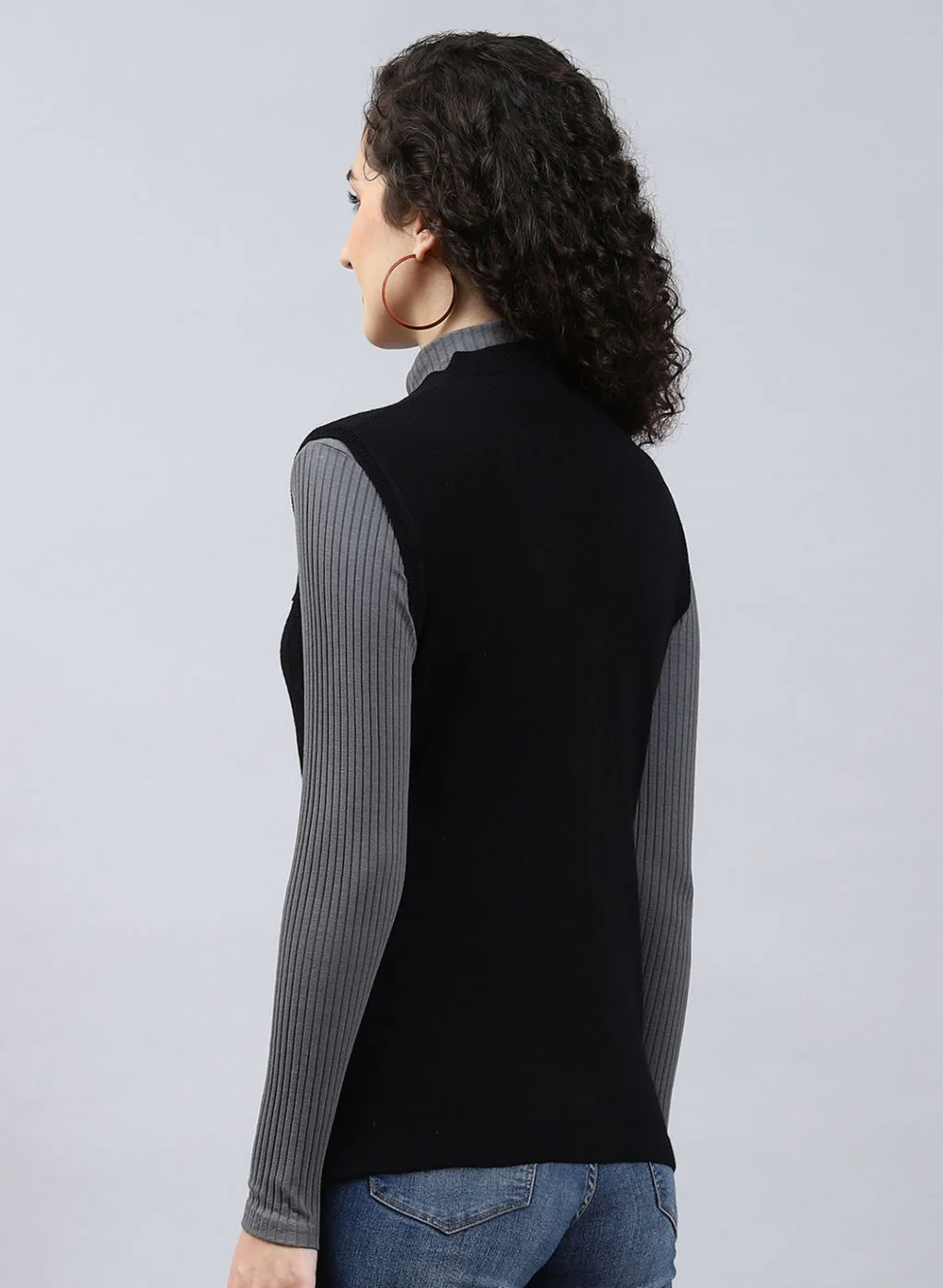 Women Black Self Design Wool blend Cardigan - Image 5