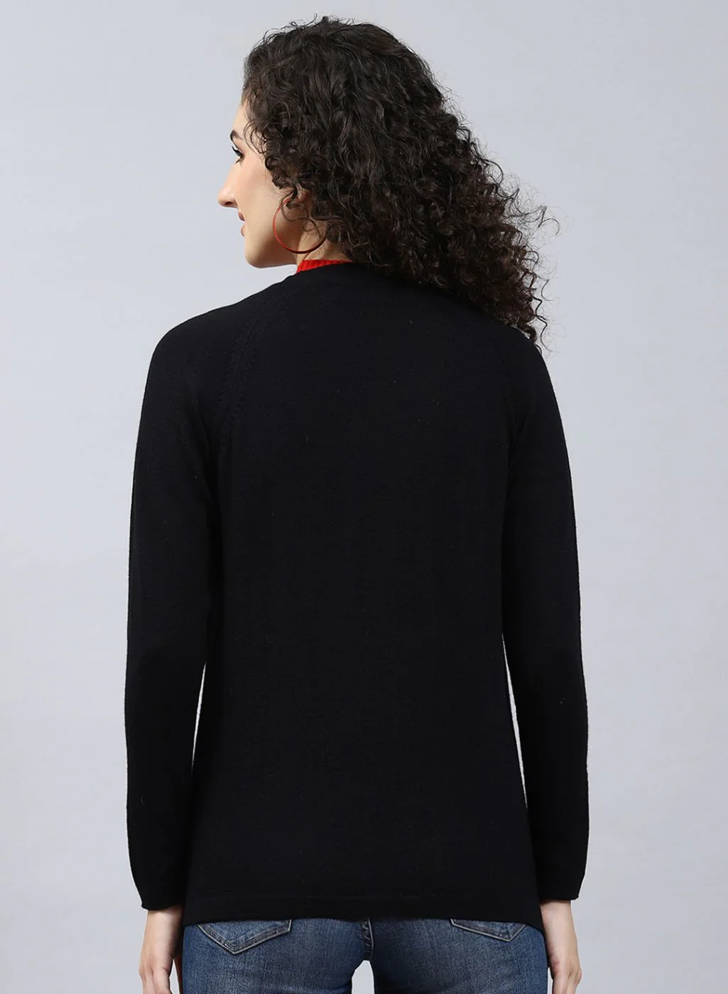 Women Black Solid Pure wool Cardigan - Image 5