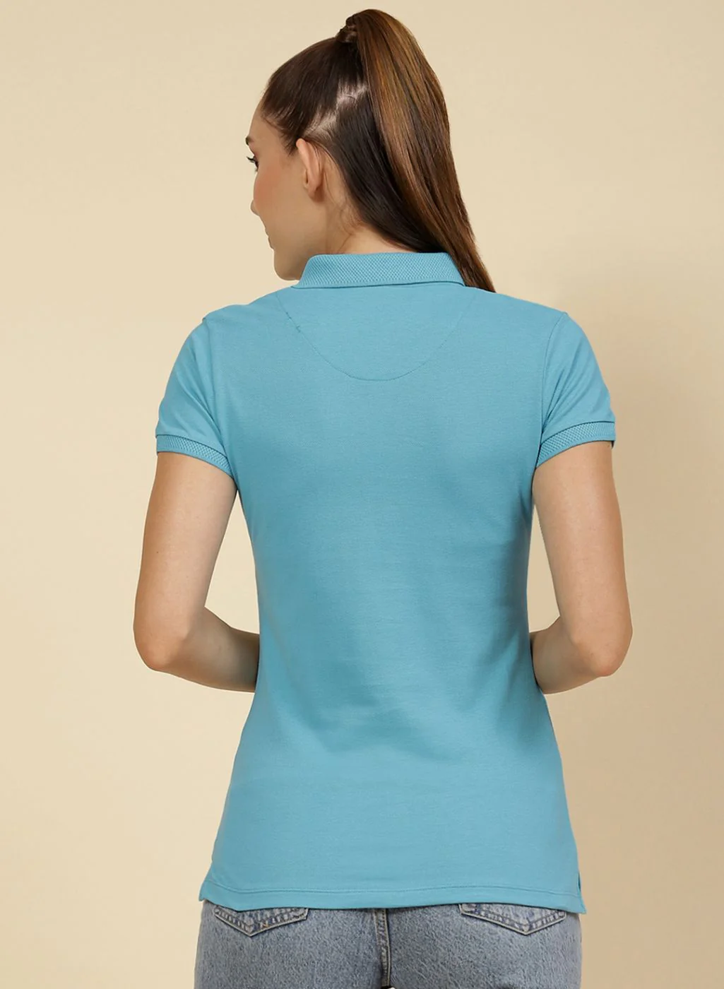 Women Blue Embroidered T-Shirt - Image 5